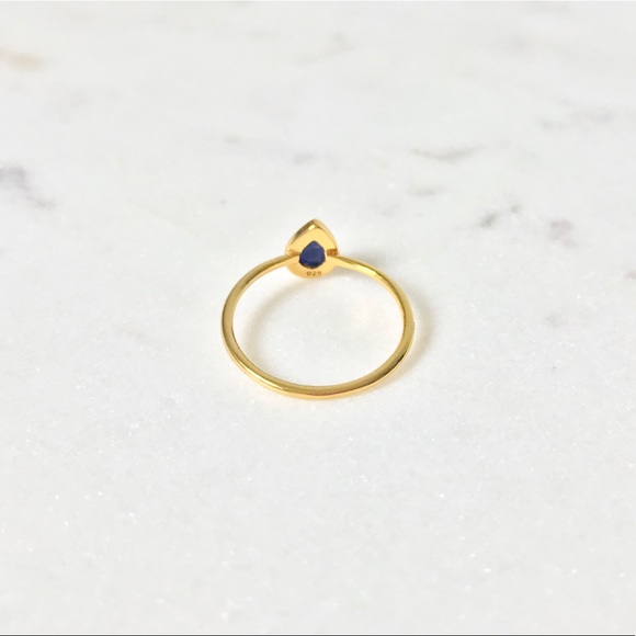 Sodalite tear drop ring 925 SS ( Gold plated ) - Picture 6 of 7